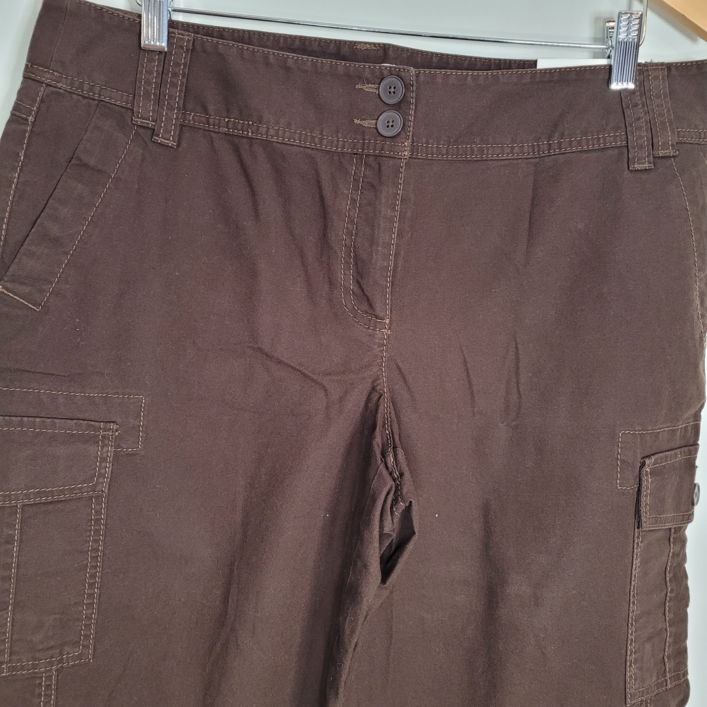 Ann Taylor LOFT Marisa Brown Cargo Cropped Pants Capris 100%cotton - Picture 4 of 13